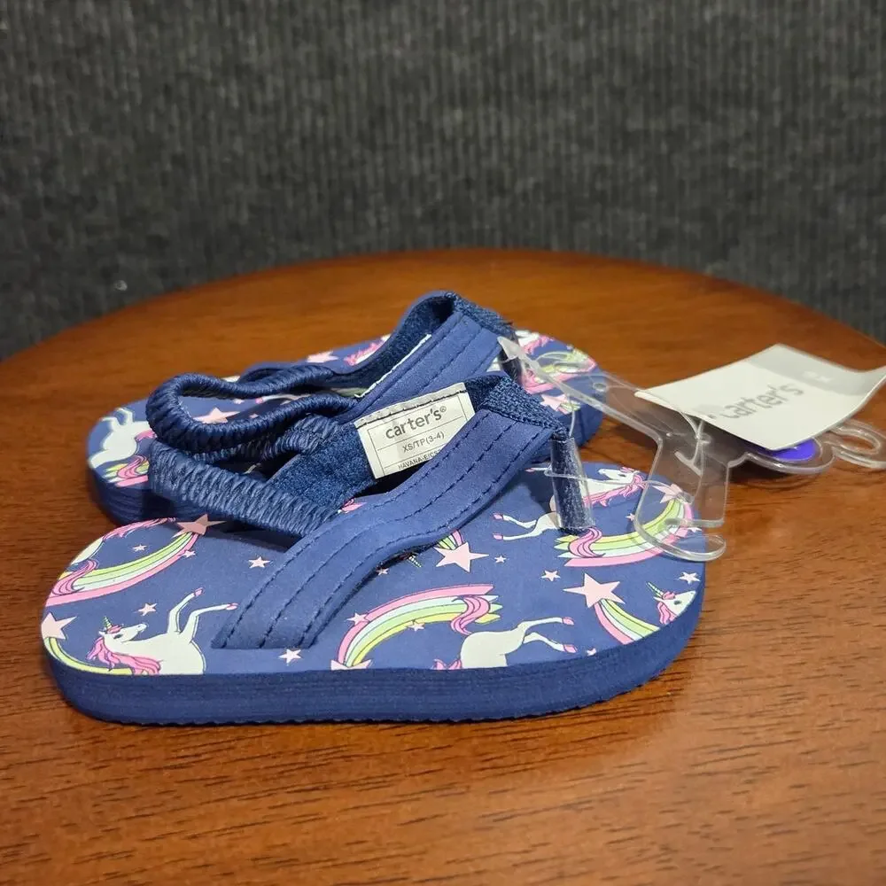 NWT Carter Baby Girl Sandals XS Size 3-4 Blue Pink Multicolor